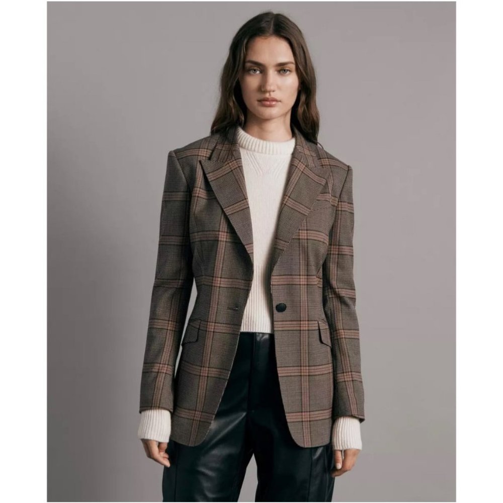 NWT Rag & Bone Bianca Wool Plaid Blazer Jacket